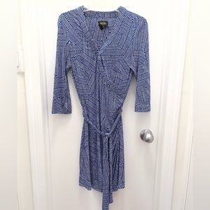Laundry by Shelli Segal blue patterned wrap dress size XS